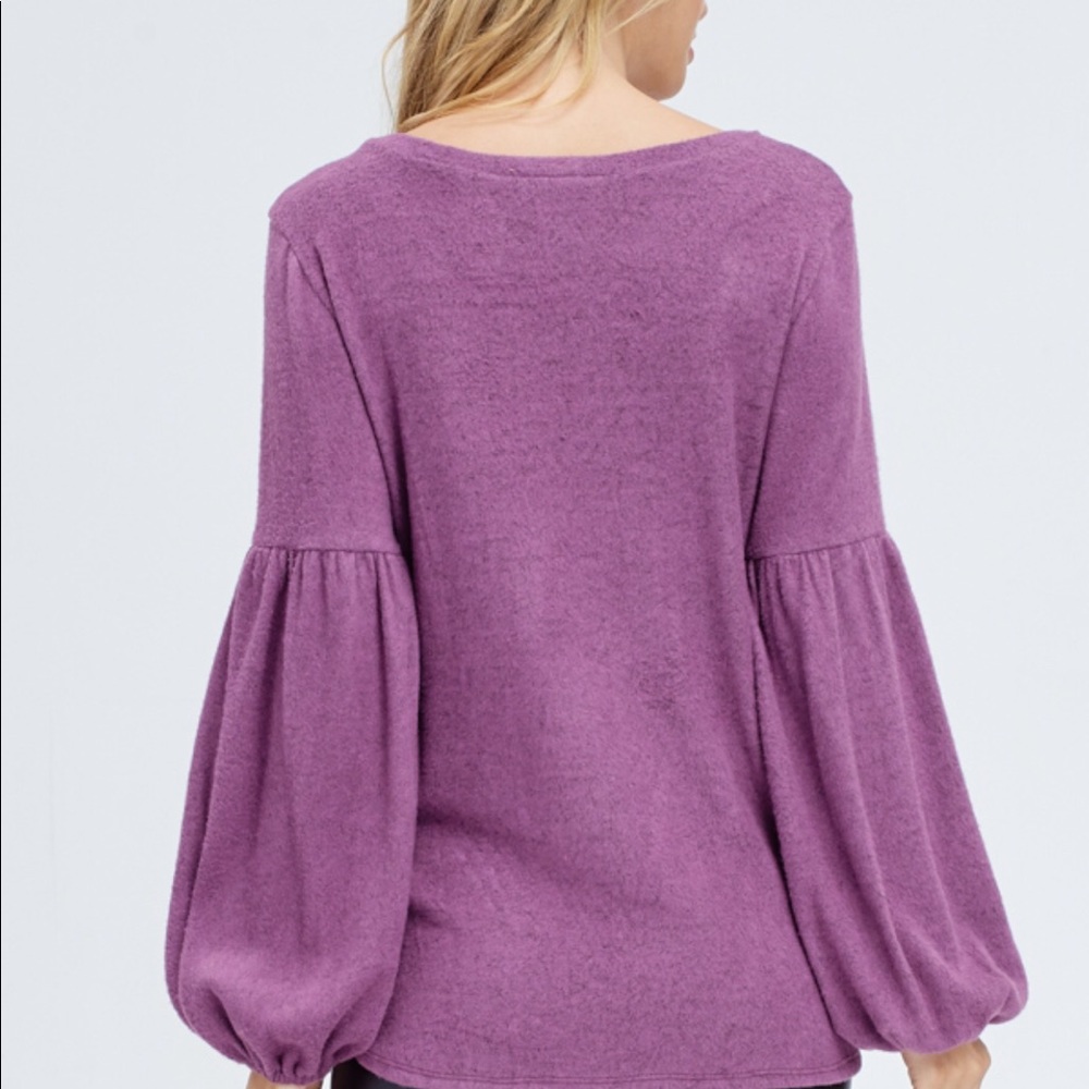 🔥LAST ONE 🔥Cozy Shoulder Puff Sleeve Top - Picture 6 of 6